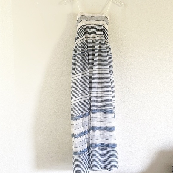 Lafayette 148 Stripe Crinkle Strapless Dress - Picture 2 of 12